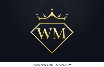 Diamond crown vector. Luxury queen logo for jewelry vector with letters