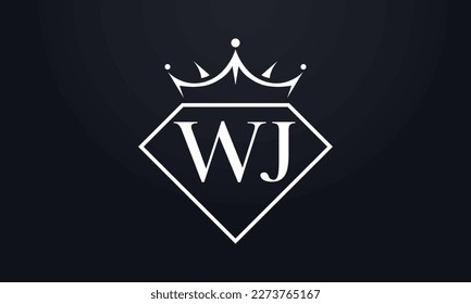 Diamond crown vector. Luxury queen logo for jewelry vector with letters