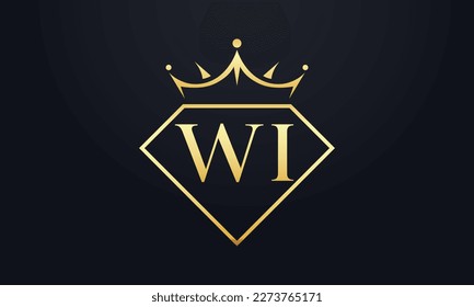 Diamond crown vector. Luxury queen logo for jewelry vector with letters