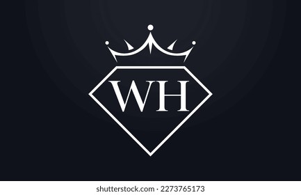 Diamond crown vector. Luxury queen logo for jewelry vector with letters