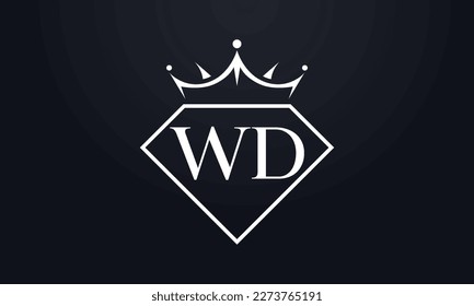 Diamond crown vector. Luxury queen logo for jewelry vector with letters