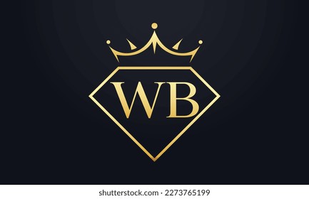 Diamond crown vector. Luxury queen logo for jewelry vector with letters