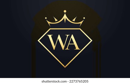 Diamond crown vector. Luxury queen logo for jewelry vector with letters