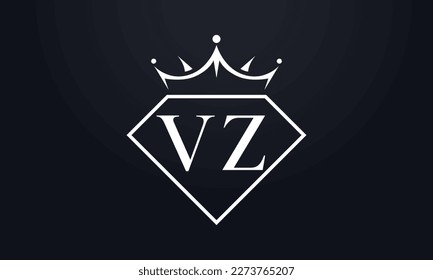 Diamond crown vector. Luxury queen logo for jewelry vector with letters
