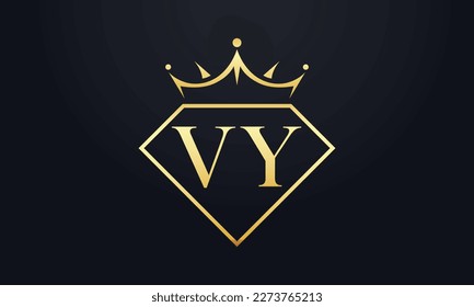 Diamond crown vector. Luxury queen logo for jewelry vector with letters