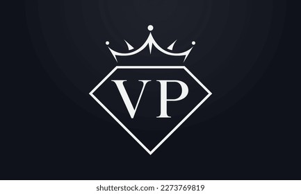 Diamond crown vector. Luxury queen logo for jewelry vector with letters