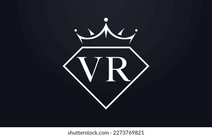 Diamond crown vector. Luxury queen logo for jewelry vector with letters