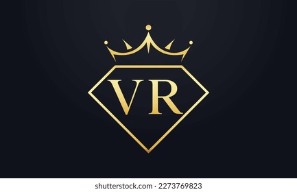 Diamond crown vector. Luxury queen logo for jewelry vector with letters