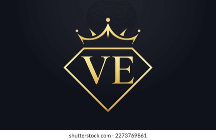 Diamond crown vector. Luxury queen logo for jewelry vector with letters
