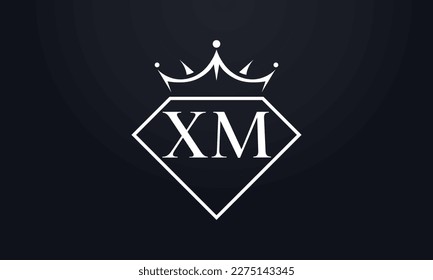 Diamond crown vector. Luxury queen logo for jewelry vector with letters