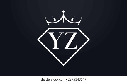 Diamond crown vector. Luxury queen logo for jewelry vector with letters