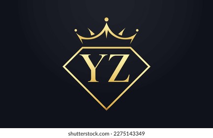 Diamond crown vector. Luxury queen logo for jewelry vector with letters