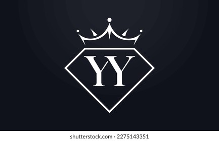Diamond crown vector. Luxury queen logo for jewelry vector with letters