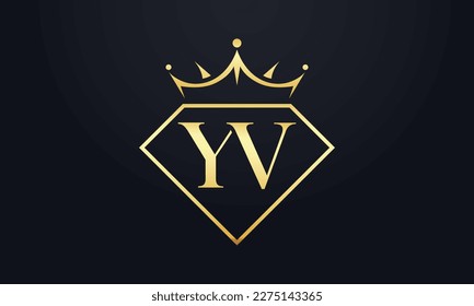 Diamond crown vector. Luxury queen logo for jewelry vector with letters