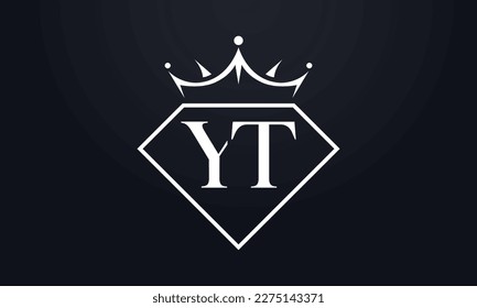 Diamond crown vector. Luxury queen logo for jewelry vector with letters