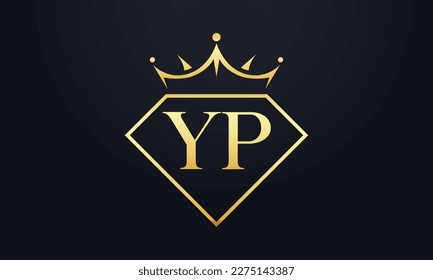 Vector de corona de diamante. Logotipo de reina de lujo para vectores de joyería con letras
