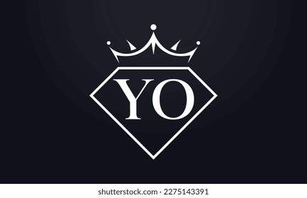 Diamond crown vector. Luxury queen logo for jewelry vector with letters