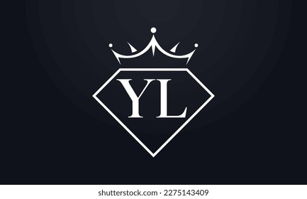 Diamond crown vector. Luxury queen logo for jewelry vector with letters