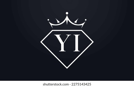 Vector de corona de diamante. Logotipo de reina de lujo para vectores de joyería con letras