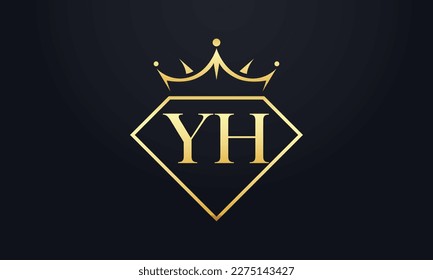 Vector de corona de diamante. Logotipo de reina de lujo para vectores de joyería con letras