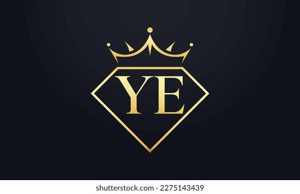 Vector de corona de diamante. Logotipo de reina de lujo para vectores de joyería con letras