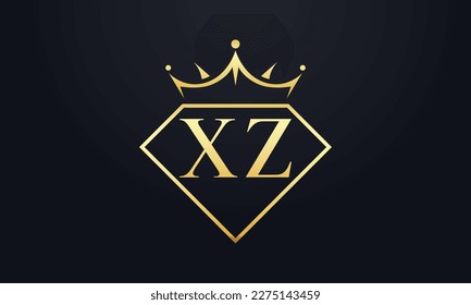 Diamond crown vector. Luxury queen logo for jewelry vector with letters