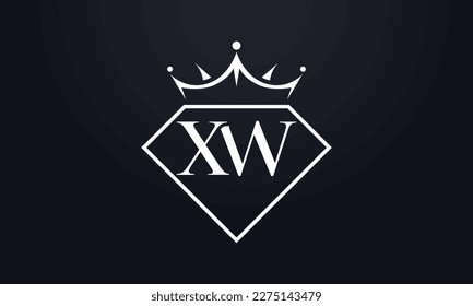 Diamond crown vector. Luxury queen logo for jewelry vector with letters