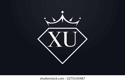 Diamond crown vector. Luxury queen logo for jewelry vector with letters