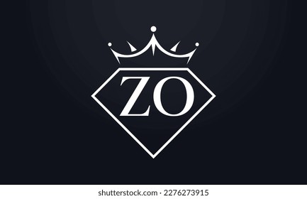 Diamond crown vector. Luxury queen logo for jewelry vector with letters