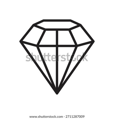 Diamond, crystal black line icon. Jewel sign. Brilliant symbol. Precious stone, gemstone concept. Editable stroke. Vector illustration. Isolated on a white background. Flat design.
