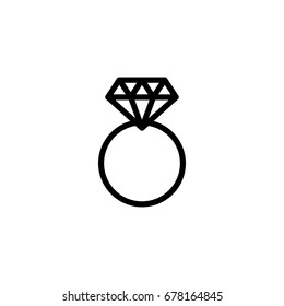diamond crystal brilliant ring black line icon