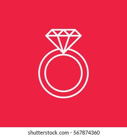 diamond crystal brilliant ring line icon