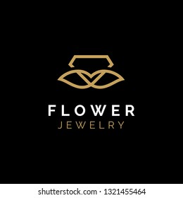 Diamond Crystal Gem Flower Leaf Plant for Nature Jewelry logo design