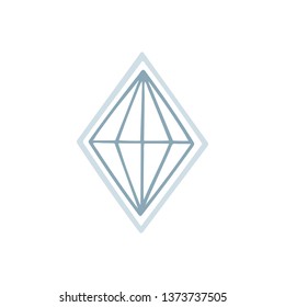 Diamond. Crystal hand drawn vector illustration. Brilliant sketch drawing logo.