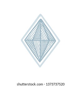 Diamond. Crystal hand drawn vector illustration. Brilliant sketch drawing logo.