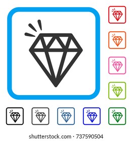 Diamond Crystal icon. Flat grey pictogram symbol in a light blue rounded squared frame. Black, gray, green, blue, red, orange color versions of Diamond Crystal vector.