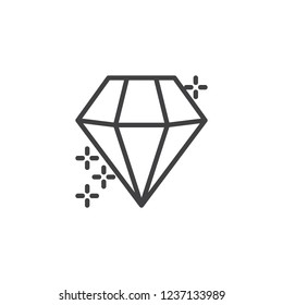 Diamond crystal outline icon. linear style sign for mobile concept and web design. Precious gemstone simple line vector icon. Symbol, logo illustration. Pixel perfect vector graphics