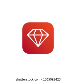 Diamond crystal vector with orange and red background 