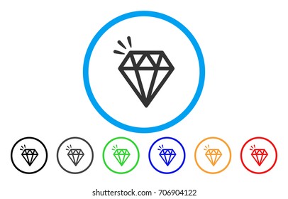 Diamond Crystal vector rounded icon. Image style is a flat gray icon symbol inside a blue circle. Additional color variants are grey, black, blue, green, red, orange.