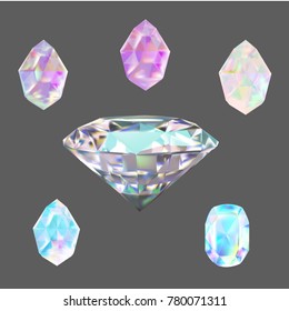diamond crystals illustration vector set