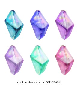 diamond crystals illustration vector set
