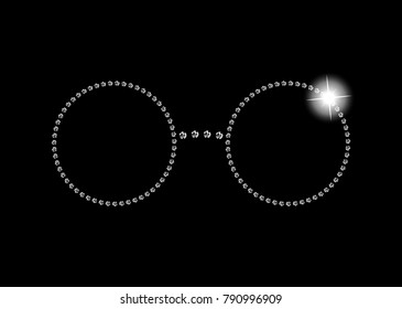 Diamantkristalle gepaart Silhouette von Sonnenbrillen - Vektorglamor Rhinestones Elegantes Modesymbol
