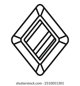 Diamond cut shape with a bold outline reflecting light from an unknown source