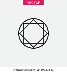 Diamond cut shape top view. simple flat linear illustration on white background..eps