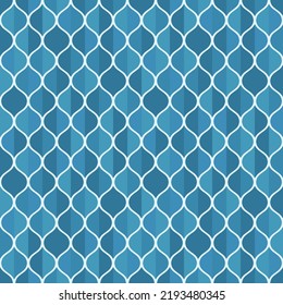 Diamond damask pattern in shades of blue. Art Deco ornamental design. 