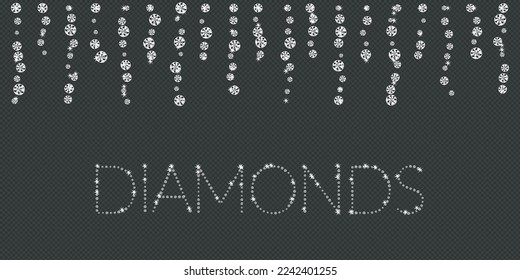 decoración de diamantes, ilustración vectorial con brillo, aislado