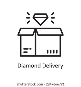 Diamond Delivery Vector Outline Icon Design illustration. Product Management Symbol on White background EPS 10 File