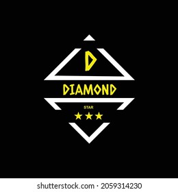 Diamond design and 3 stars for t-shirt on black background