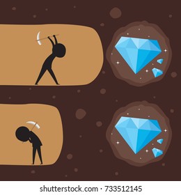 Diamond digging with someone give up on the bottom