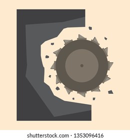 Diamond disc for stone cutting - vector icon. Industrial stone cuts